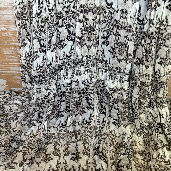 Anthropologie Marias Printed Chiffon Maxi Dress Neutral Boho Preppy Womens XS - Picture 3 of 8